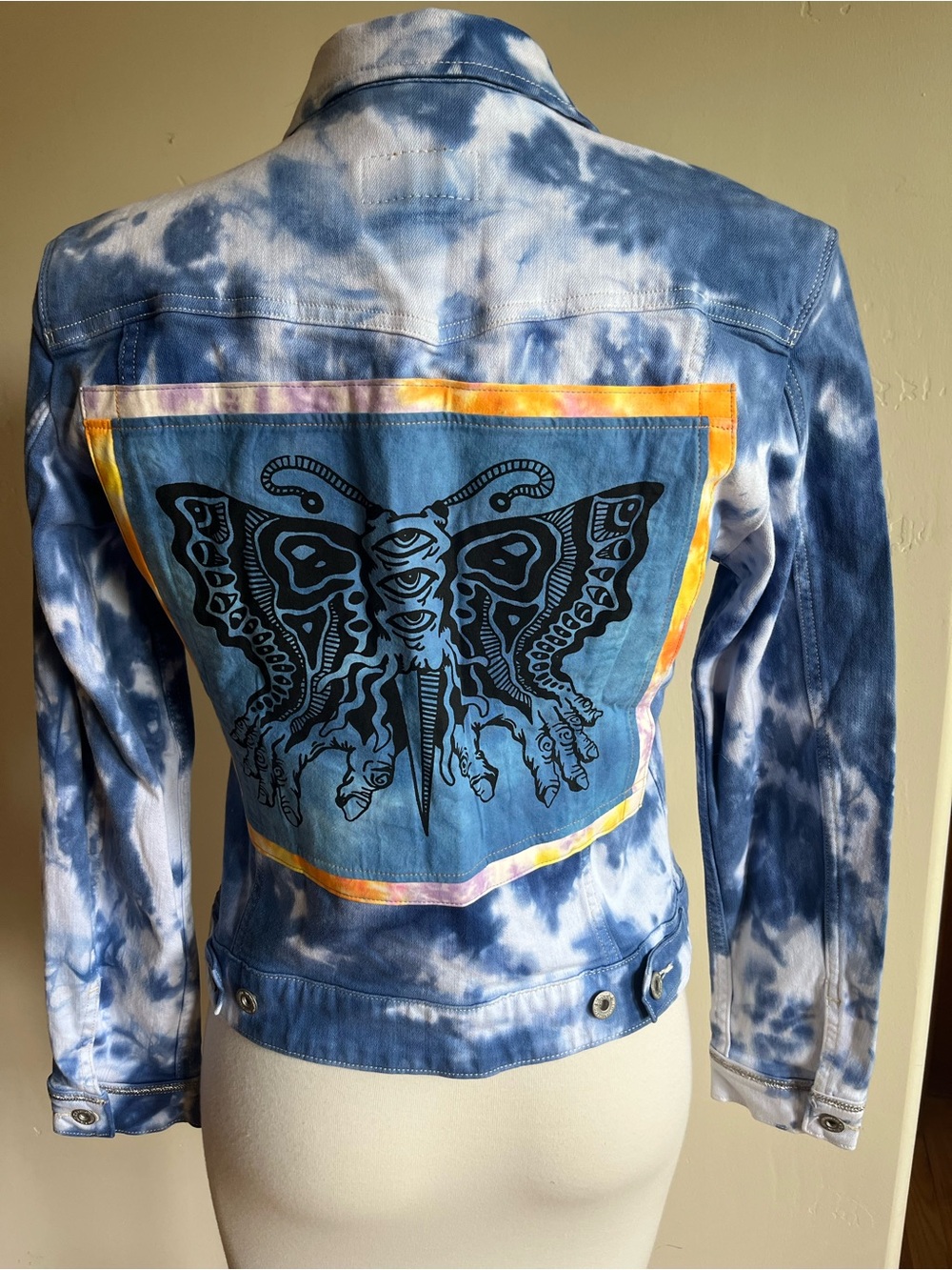 Tie-Dye Blue/White Levi’s Jean Jacket Bespoke Street Graphic Pop Art Sam Paolini
